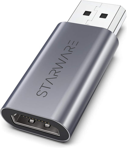 Displayport to HDMI Adapter,  DP Male to HDMI Female Passive Adapter Supporting up to 4K for Displayport Supported Computers to Connect HDMI Displays - Space Gray Aluminum