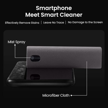 Touchscreen Mist Cleaner, Screen Cleaner, for All Phones, Laptop and Tablet Screens,Two in One Spray and Microfiber Cloth (Grey)