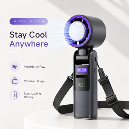 Portable Handheld Turbo Fan - 5 Gear High Speed 4000Mah Rechargeable Mini Personal Hand Fan with Ice Cooling, Summer Travel Essentials, Beach Vacation, Gifts for Women, Men #GLOBAL PICKS